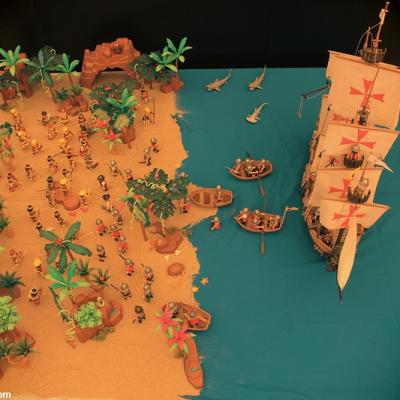 La découverte de l'Amérique par Christophe Colomb réalisée en Playmobil