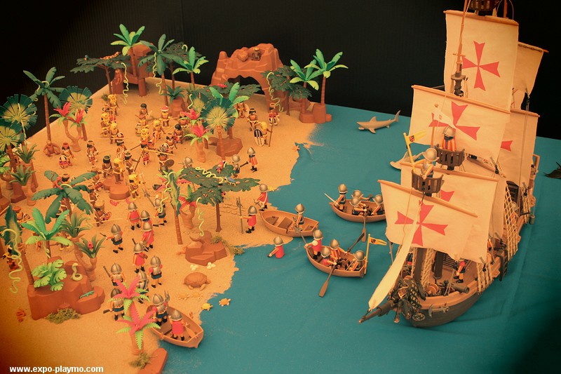 La découverte de l'Amérique par Christophe Colomb réalisée en Playmobil