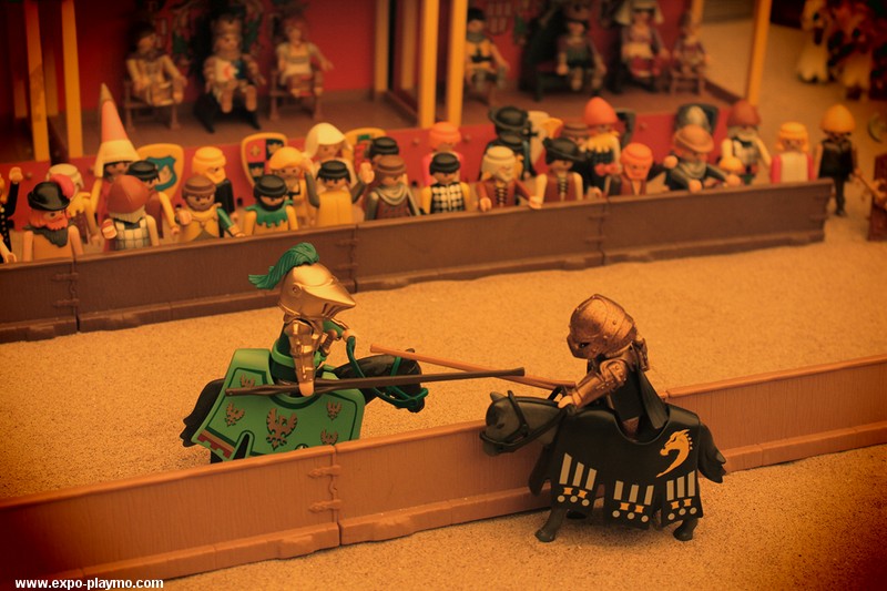 Joutes au moyen-age diorama réalisé en Playmobil