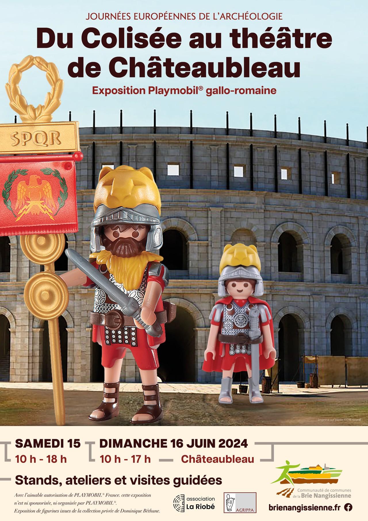 Affiche exposition playmobil archeologie nangis dominique bethune