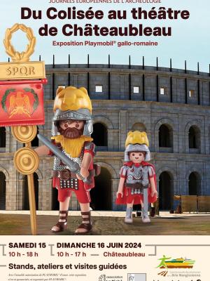 Affiche exposition playmobil archeologie nangis dominique bethune