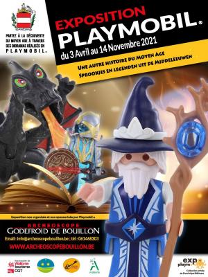 Affiche exposition playmobil bouillon 2021 dominique bethune