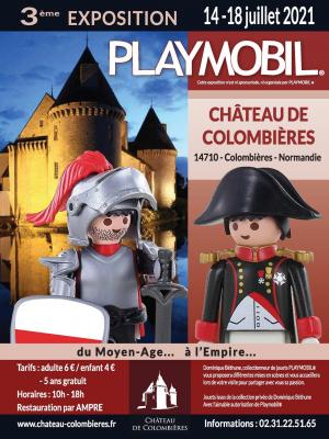 Affiche exposition playmobil chateau de colombieres 2021