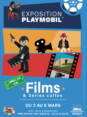 Affiche exposition playmobil chateau de sedan dominique bethune 2024