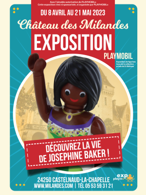 Affiche exposition playmobil chateau des millandes mai 2023 dominique bethune
