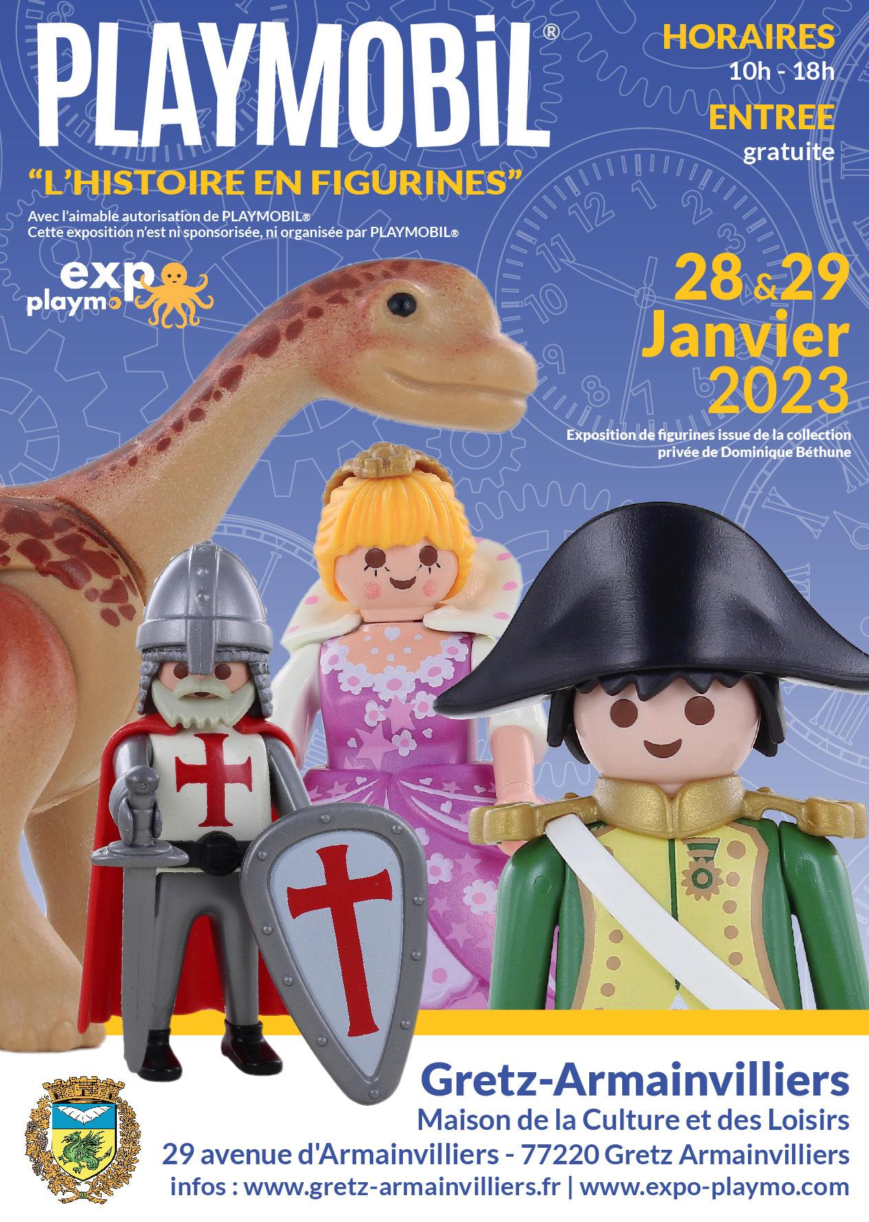 Affiche exposition playmobil gretz armainvilliers 2023 dominique bethune