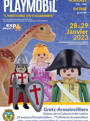 Affiche exposition playmobil gretz armainvilliers 2023 dominique bethune