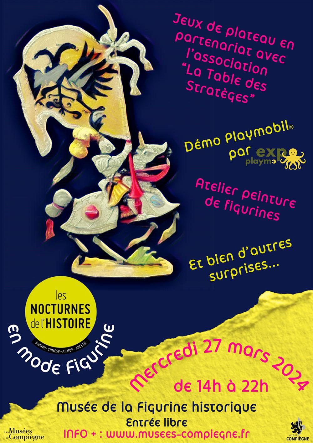 Affiche nocturnes 2024 musees figurine compiegne expo playmo